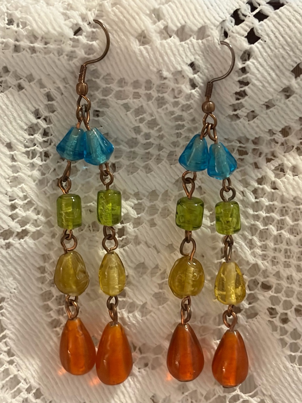 4/$20🌷🌈Colourful Multi-Strand Glass Bead Dangle Earrings🌈3” length, 5g each